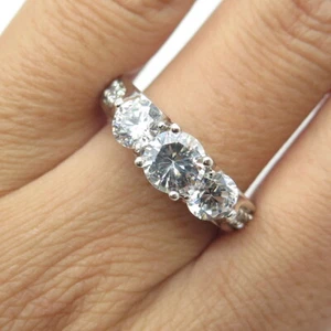 SAMUEL AARON 925 Sterling Silver Round-Cut C Z Engagement Ring Size 9.25 - Picture 1 of 10