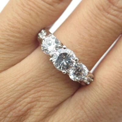 SAMUEL AARON 925 Sterling Silver Round-Cut C Z Engagement Ring Size 9.25 - Image 1 of 4