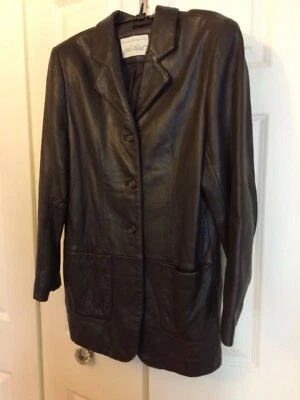 Lord and Taylor women’s brown leather jacket size 10 - Image 1 of 4