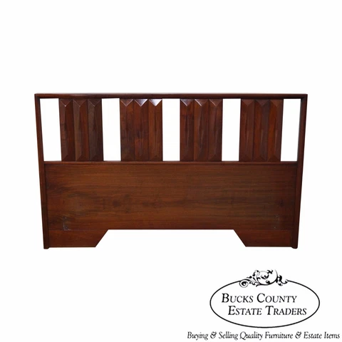 Mid Century Modern Walnut Diamond Shape Full or Queen Size Headboard Cover