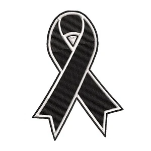 Melanoma Awareness Support Ribbon Black Patch Embroidered Iron-on Applique Gift - Picture 1 of 12