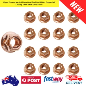 Exhaust Manifold Nuts Head Stud Nut M8 Hex Copper Self Locking Fit -12 pcs - Picture 1 of 5