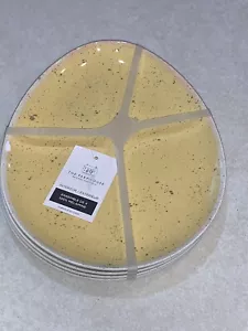 Rachel Ashwell Yellow Speckled Easter MELAMINE Egg Shaped Appetizer Plates Set 4 - Picture 1 of 4