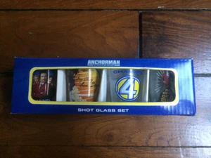 Shot Glass Set ANCHORMAN The Legend Of RON BURGUNDY Ferrell CHANNEL 4 San Diego - Photo 1/4