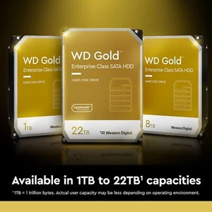 Disque dur interne WD Gold 3,5" SATA (SATA/600) - Système de stockage serveur 256 Mo - Photo 1/2