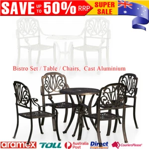 Outdoor Setting Bistro Set Bar Garden Patio Dining Table Chairs Cast Aluminium - Picture 1 of 33