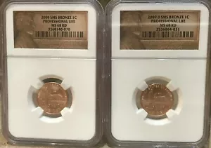 2009 & 2009 D 1c SMS BRONZE PROFESSIONAL LIFE NGC MS68 RD LINCOLN LABEL SET OF 2 - Picture 1 of 1