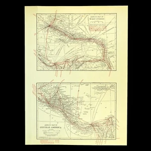 Mapa de colección del Caribe de América Central Lindbergh logros de vuelo aviación - Imagen 1 de 6