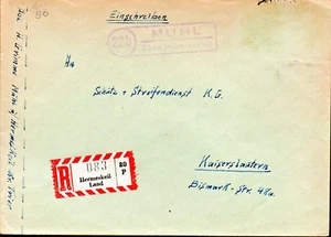 MUHL über Hermeskeil - Landpoststempel - Einschreibbrief (Marke entfernt) - Bild 1 von 2