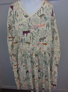 TEA COLLECTION Forest Animals Long Sleeve Wrap Neck Dress - Ecru - NWT Girls 14 - Picture 1 of 6