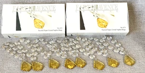 FIFTH AVENUE CRYSTAL NAPKINS RINGS Yellow Topaz 24% LEAD CRYSTAL 8 PIECES - Picture 1 of 4