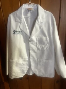 UCONN SCHOOL OF PHARMACY Red Kap Long Sleeve LAB JACKET Size M White-Pristine! - Picture 1 of 5