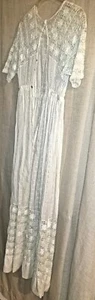 True Vintage Victorian Edwardian or 1900s linen dress, embroidery, lace !size S - Picture 1 of 24