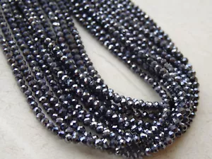 SPINEL BLACK 3-3,5mm Micro RONDELLE SFACCETTATE - Filo 14" taglio diamantato lucido - Foto 1 di 3