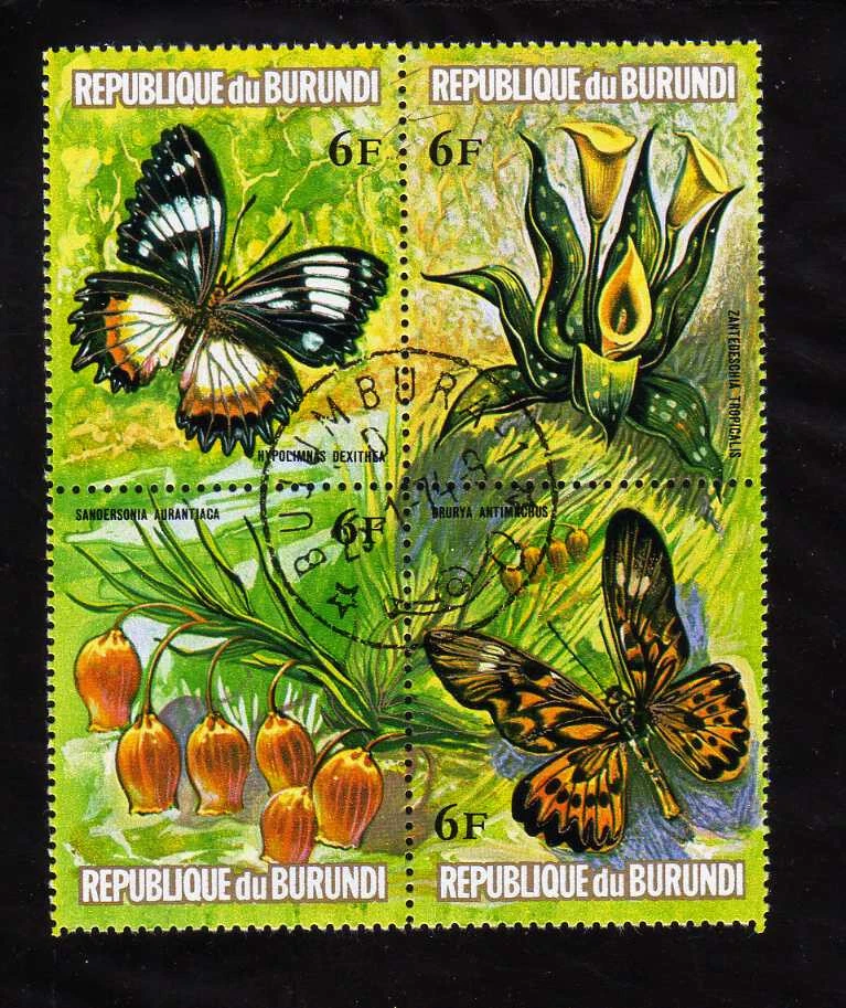 Burundi - 1974 sc#439 mariposas y flores africanas Foto 1 de 1