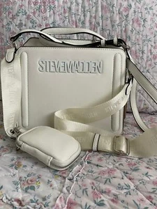 STEVE MADDEN BEVELYN SATCHEL CROSSBODY BAG W POUCH WHITE - Picture 1 of 3
