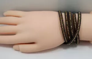 Bracciale in pelle marrone Chan Luu 5 avvolgente argento sterling con perline pepita oro rosa - Foto 1 di 8
