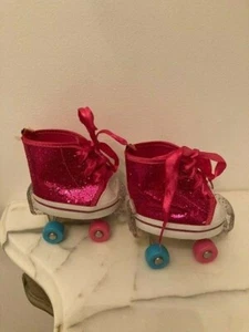 2 Pairs Build a Bear Glitter Sequined Pink & Purple shoes & skates - Picture 1 of 4