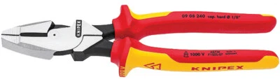 Alicates de corte combinada de liniero aislada de alto apalancamiento Knipex 09 08 240 VDE