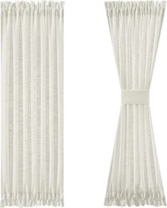 Cortinas de panel de puerta con luz lateral, textura de lino natural 72 pulgadas - Imagen 1 de 7