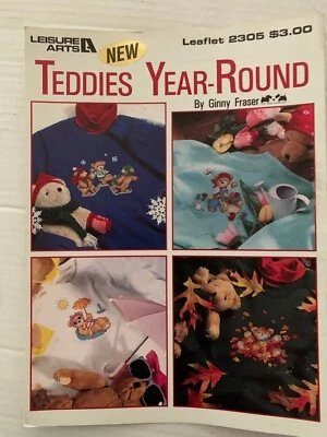 “Teddies Year-Round” 2-page cross-stich design Leaflet 2305  Fraser 1992 VTG  - Image 1 of 3