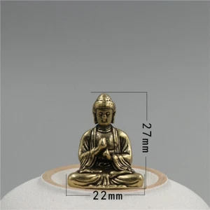 Brass Buddha Statue Mini Figurines Key Pendant Blessing Ornaments Feng Shui - Picture 1 of 6
