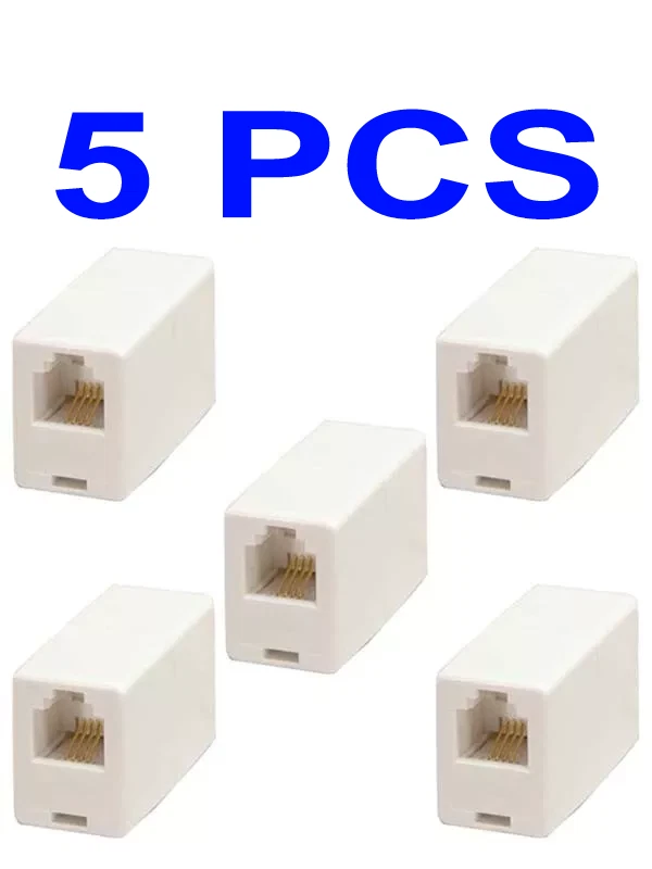 5PCS Phone Line Extension Adapter Inline Coupler RJ11 6P4C - Image 1 of 1