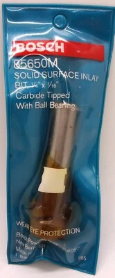 New Bosch 85650M Solid Surface Inlay Bit, 1/4" x 1/16" Carbide Tipped & Bearing - Image 1 of 2