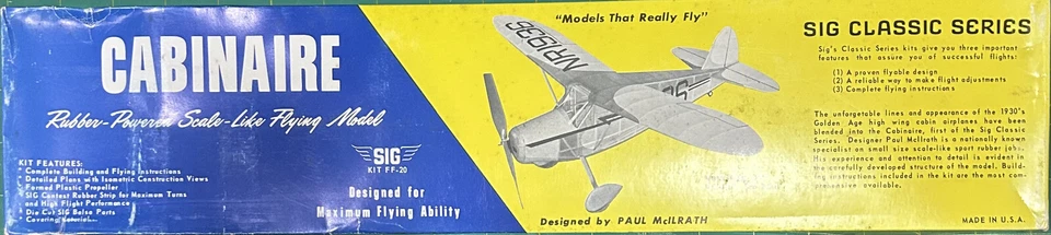 De colección. Kit de cabina Sig Classic Series # FF-20 22" envergadura de ala Foto 1 de 1