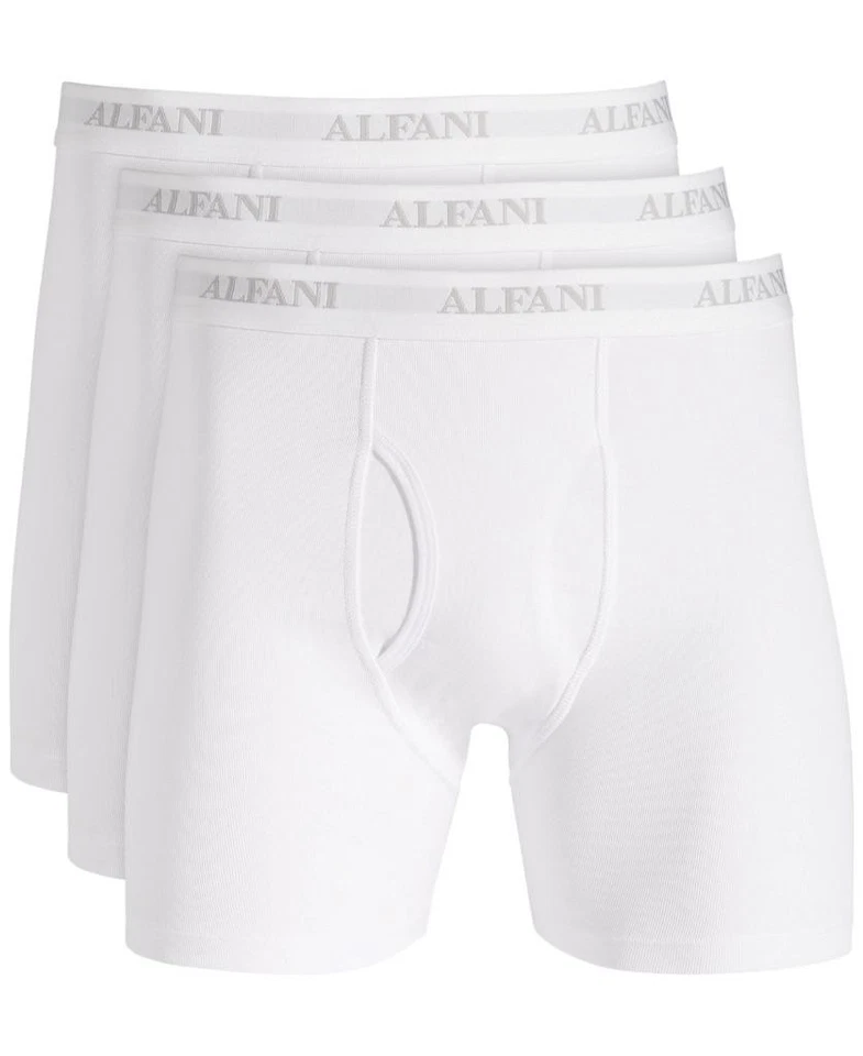 Calzoncillos boxer lisos de ajuste regular Alfani para hombre, paquete de 4 blancos XL 38-40 Foto 1 de 1