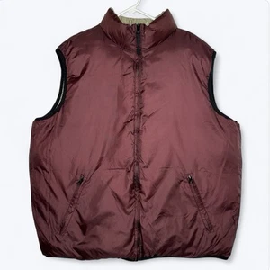 Y2k Vintage Old Navy Reversible Down Puffer Vest Size XL Brown Maroon Gorpcore - Picture 1 of 16