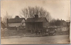 1910 RPPC Real Photo Postcard Men & Boys Hanging Out on Street / IOWA Cancel - Picture 1 of 2