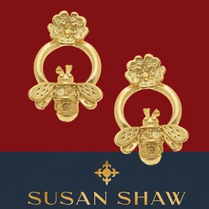 Susan Shaw Ohrringe Mohnbiene Gold Ohrstecker 24K TPG Schmuck - Bild 1 von 12