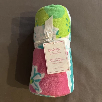Pottery Barn Kids Lily Pulitzer Pink Lemonade Beach Towel 32x64 Inches NWT - Image 1 of 3