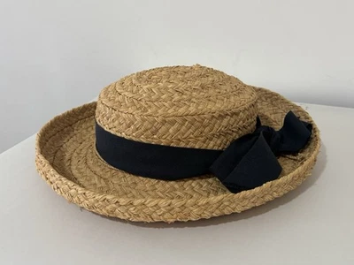 Vintage 80's Helen Kaminski Classic 5 Handcrafted Rafia Brim Up/Down Hat - Image 1 of 4