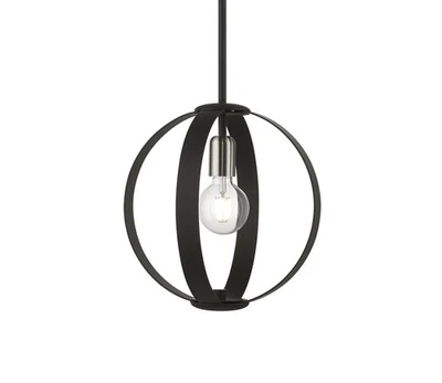 Colgante Livex Lighting 46413 Modesto 12"W - Negro/Acentos de Níquel Cepillado Foto 1 de 4