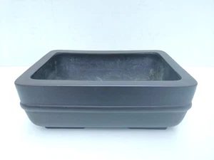 Bonsai Tree Pot Tokoname YAMAAKI Deep Soft Rectangular Width 13.0 in. / 33 cm - Picture 1 of 20