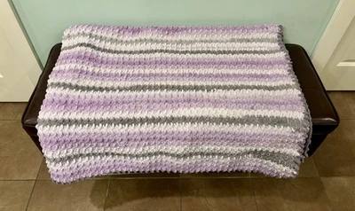 Manta Ombre Púrpura Crochet Hecha a Mano Súper Suave  Foto 1 de 3