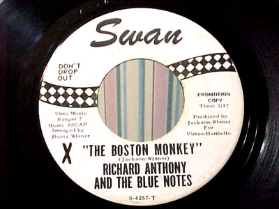 RICHARD ANTHONY AND THE BLUE NOTES -PROMO- THE BOSTON MONKEY-EX VINYL & EX AUDIO - Image 1 of 2