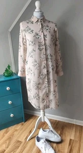 New Look Damen Tunika Kleid Hemdblusenkleid Gr.S, Rose Blumen - Bild 1 von 9