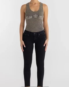 Miss Me Black Low Rise Skinny Flap Pocket, Embellished Buttons Size 28 - Picture 1 of 15
