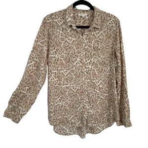 Camisa con botones Beach Lunch Lounge para mujer talla XL estampado animal pastel manga larga - Imagen 1 de 10