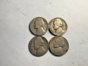 Lot of 4: 1942-P ,D Jeff Nickels Variety 1 + 1950 P, 1951 S Jeff nickels vg + - Picture 1 of 2