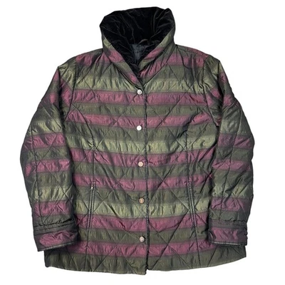 Vintage Ski Jacket Sports Winter Retro Y2K Striped 90s Green Purple Womens 2XL - Image 1 of 4