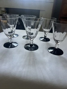 Set Of 6 Art-deco Crystal Mid Century Cordial/dessert Wine Glasses - Picture 1 of 3