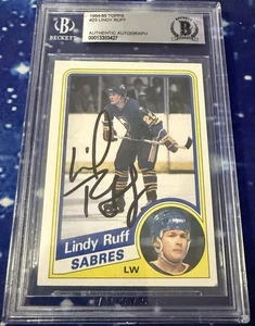 1984-85 O-Pee-Chee Lindy Ruff Karte #29 handsigniert Beckett Authentic Sabres - Bild 1 von 3