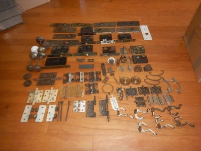 Antique architecture lot locks hinges and door knobs latches hardware - Image 1 of 4