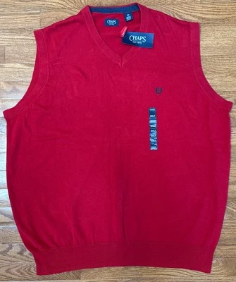 NWT! Chaps Sweater Vest Red Men’s 3XLT Golf Tennis Pickleball - Image 1 of 4