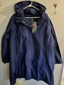 L.L .Bean H2OFF PrimaLoft Lined Coat Blue Rain Jacket Long Warm Sz 3X Plus - Picture 1 of 11