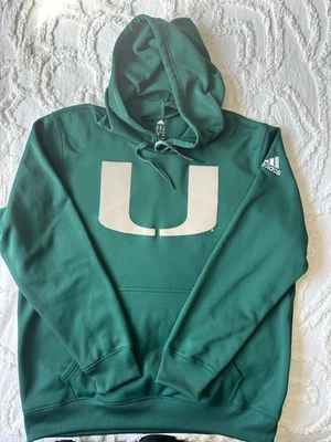 Nuevo Adidas Universidad de Miami Huracanes Climawarm Polar Pullover Sudadera con Capucha Verde Foto 1 de 4
